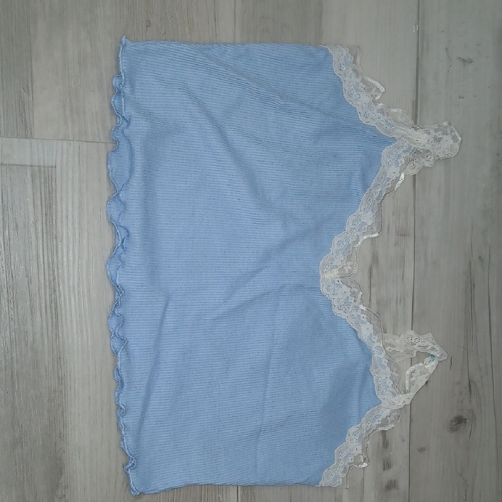 SHEIN Light Blue Lace Trim Chemise